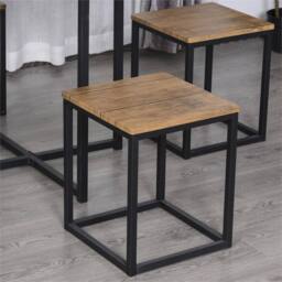 EONLION 5pc Kitchen Dining Set Wood Bar Table Chair in Brown - Size: 100 cm - thumbnail 5