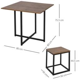 EONLION 5pc Kitchen Dining Set Wood Bar Table Chair in Brown - Size: 100 cm - thumbnail 2