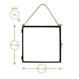 "Nicola Spring 2x Hanging Metal Photo Frames - 8"" x 8"" - Picture Frame Wall Mounted Frame with Rope in Black" - thumbnail 3