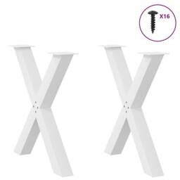 Berkfield Home Dining Table Legs X-Shaped 2 pcs White 80x(72-73) cm Steel - thumbnail 3