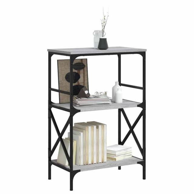 Berkfield Home Decorative Bookcase 3-Tier Grey Sonoma 59x35x90.5 cm Engineered Wood - image 1