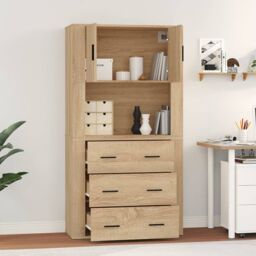 Berkfield Home Highboard Sonoma Oak Engineered Wood in Brown - thumbnail 3