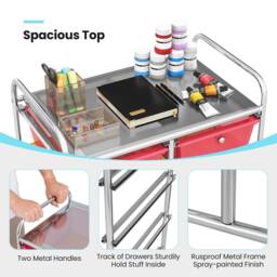 Costway 10 Drawers Storage Trolley Mobile Rolling Utility Cart Home Office Organizer - thumbnail 4