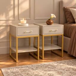 Melody Maison Dressing Table Set & Pair of Bedside Tables - Liana Taupe Range - thumbnail 6