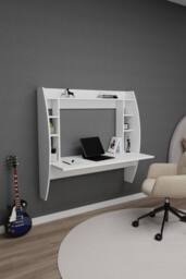 Destina Home Buglem Floating Computer Desk with Shelves in White - Size: 1 Pack - thumbnail 6