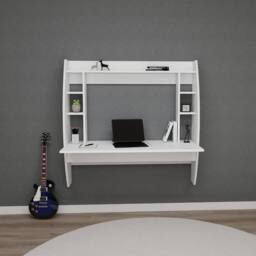 Destina Home Buglem Floating Computer Desk with Shelves in White - Size: 1 Pack - thumbnail 5