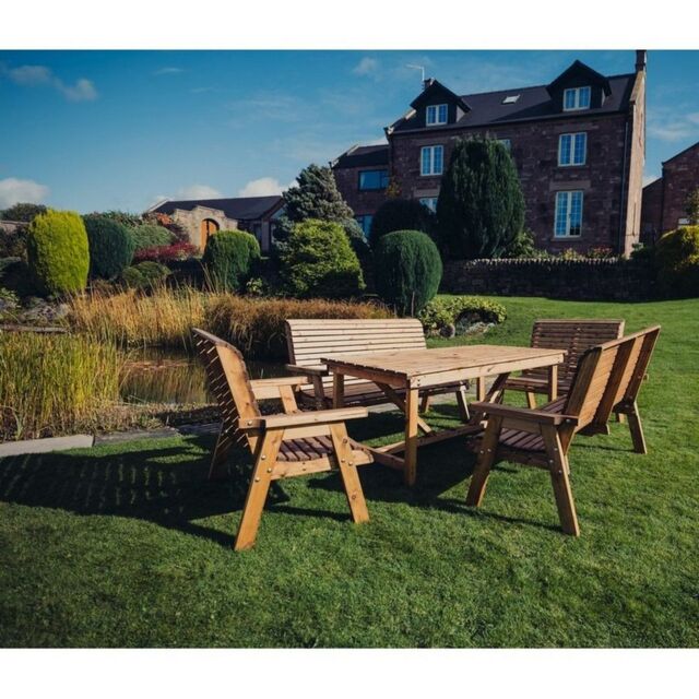 Churnet Valley Garden Furniture Ltd Valley Seat 10 Set 2X2B 2X3B Table - Minimal Assembly Required in Brown - image 1