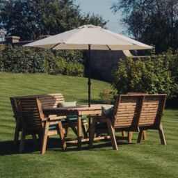 Churnet Valley Garden Furniture Ltd Valley Seat 10 Set 2X2B 2X3B Table - Minimal Assembly Required in Brown - thumbnail 7