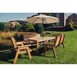 Churnet Valley Garden Furniture Ltd Valley Seat 10 Set 2X2B 2X3B Table - Minimal Assembly Required in Brown - thumbnail 3