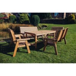 Churnet Valley Garden Furniture Ltd Valley Seat 10 Set 2X2B 2X3B Table - Minimal Assembly Required in Brown - thumbnail 6