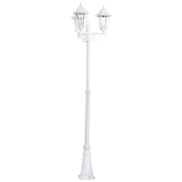 Loops IP44 Outdoor Bollard Light White Aluminium Lantern 3 Arm 60W E27 Tall Lamp Post - image 1