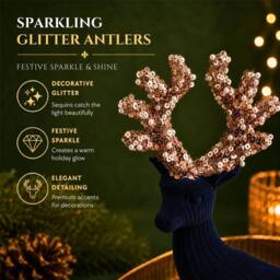 Shatchi 20cm Velvet Deer Christmas Reindeer Figurine in Mid Blue - Size: 20 cm - thumbnail 5