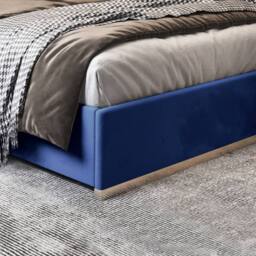 Casani Flookburgh Upholstered Soft Velvet Blue Metal Designer Bed Frame - Size: Double - thumbnail 7