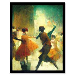"Artery8 Wall Art Print 1950's Jazz Club Dancers Degas Style Painting Art Framed in Black - Size: W12"" x H16""" - thumbnail 1