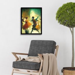 "Artery8 Wall Art Print 1950's Jazz Club Dancers Degas Style Painting Art Framed in Black - Size: W12"" x H16""" - thumbnail 2