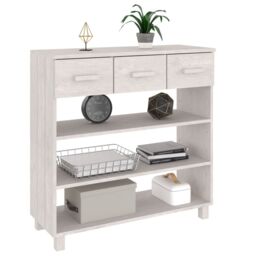 Berkfield Home Console Table HAMAR White 90x35x90 cm Solid Wood Pine - Size: 90 x 35 x 90 cm - thumbnail 4