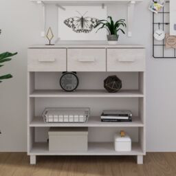 Berkfield Home Console Table HAMAR White 90x35x90 cm Solid Wood Pine - Size: 90 x 35 x 90 cm