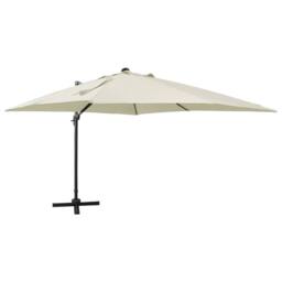 Berkfield Home Durable Cantilever Umbrella with Pole & LED Lights Sand 300 cm in Beige - thumbnail 2