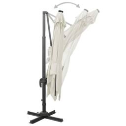 Berkfield Home Durable Cantilever Umbrella with Pole & LED Lights Sand 300 cm in Beige - thumbnail 6