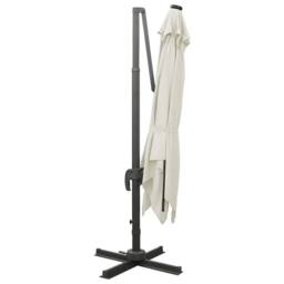 Berkfield Home Durable Cantilever Umbrella with Pole & LED Lights Sand 300 cm in Beige - thumbnail 5