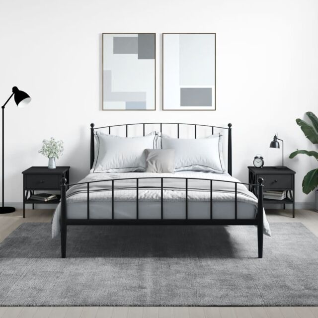 Berkfield Home Bedside Tables 2 pcs Black 40x42x45 cm Engineered Wood - Size: 40 x 42 x 45 cm - image 1