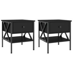 Berkfield Home Bedside Tables 2 pcs Black 40x42x45 cm Engineered Wood - Size: 40 x 42 x 45 cm - thumbnail 2