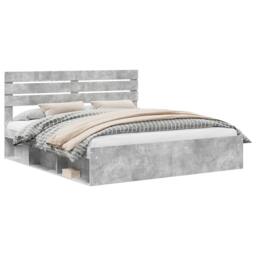 Berkfield Home Bed Frame with Headboard Concerte 180 x 200 cm Solid Pine Wood in Grey - thumbnail 2