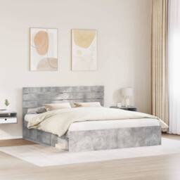 Berkfield Home Bed Frame with Headboard Concerte 180 x 200 cm Solid Pine Wood in Grey - thumbnail 3