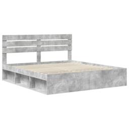 Berkfield Home Bed Frame with Headboard Concerte 180 x 200 cm Solid Pine Wood in Grey - thumbnail 4