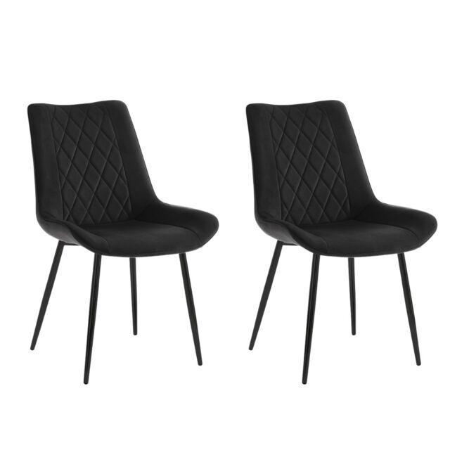Home Detail Alba Velvet Dining Chair Set of 2, Grey with Black Legs - Size: 2 Pack - image 1