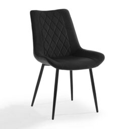 Home Detail Alba Velvet Dining Chair Set of 2, Grey with Black Legs - Size: 2 Pack - thumbnail 2