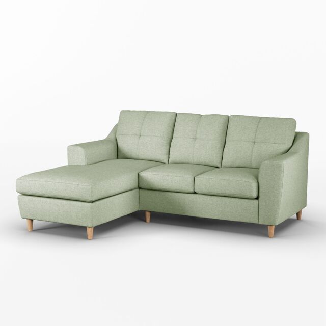 Furnishings For Less UK Baxter Fabric L Shaped 3 Seater Corner Sofa With Chaise Left Hand Facing - Charcoal, Silver, Oatmeal or Sage in Light Green - image 1