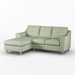 Furnishings For Less UK Baxter Fabric L Shaped 3 Seater Corner Sofa With Chaise Left Hand Facing - Charcoal, Silver, Oatmeal or Sage in Light Green - thumbnail 1
