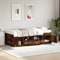 Berkfield Home Daybed with Drawers without Mattress Smoked Oak 75x190 cm Small Single in Brown - thumbnail 1