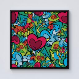 Warren Reed - Designer Hippie Psychedelic Pattern Framed Canvas in Black - Size: w10 inch x h10 inch - thumbnail 1