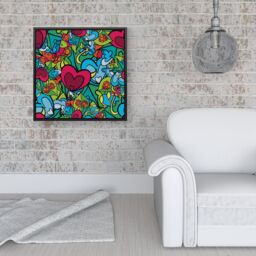 Warren Reed - Designer Hippie Psychedelic Pattern Framed Canvas in Black - Size: w10 inch x h10 inch - thumbnail 2