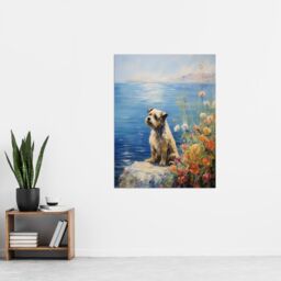 "Artery8 Border Terrier On Coastal Cliff Claude Monet Style Dog Oil Painting Extra Large XL Unframed Wall Art Poster Print - Size: W24"" x H32""" - thumbnail 4