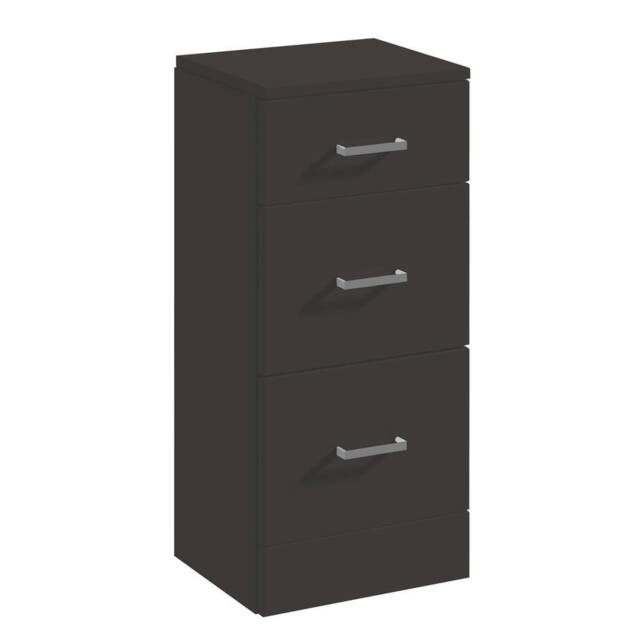 Balterley Modern Bathroom Floor Standing 3 Drawer Unit - 350 x 300mm, Dark Grey - image 1