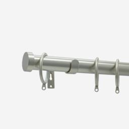 New Edge Blinds Brushed Steel 28mm Stud Fixed Length Metal Curtain Pole in Silver - Size: 460 cm - thumbnail 2