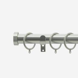 New Edge Blinds Brushed Steel 28mm Stud Fixed Length Metal Curtain Pole in Silver - Size: 460 cm - thumbnail 1