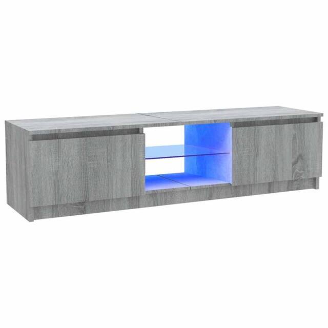 Berkfield Home TV Cabinet with LED Lights Grey Sonoma 120x30x35.5 cm - image 1