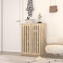 Home Source Shoe Storage Cabinet 2 Door with Adjustable Shelves Entryway Organiser in Brown - thumbnail 2
