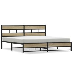 Berkfield Home Metal Bed Frame without Mattress Sonoma Oak 180x200 cm Super King in Brown - thumbnail 2