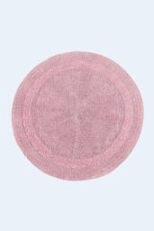 Homescapes Luxury Round Bath Mat Reversible 100% Cotton 1600GSM, 80cm, Quick Dry in Baby Pink - thumbnail 1