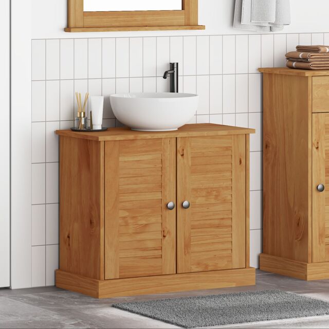 Berkfield Home Bathroom Vanity Units with Shelf with Storage with Door Honey brown Engineered wood - image 1