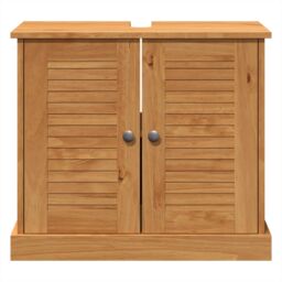 Berkfield Home Bathroom Vanity Units with Shelf with Storage with Door Honey brown Engineered wood - thumbnail 6