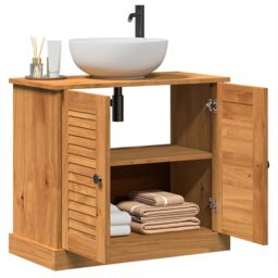 Berkfield Home Bathroom Vanity Units with Shelf with Storage with Door Honey brown Engineered wood - thumbnail 3