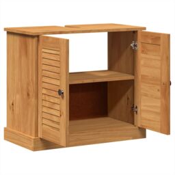 Berkfield Home Bathroom Vanity Units with Shelf with Storage with Door Honey brown Engineered wood - thumbnail 5