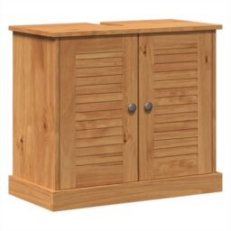 Berkfield Home Bathroom Vanity Units with Shelf with Storage with Door Honey brown Engineered wood - thumbnail 2