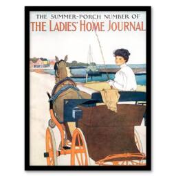 Artery8 Edward Penfield Framed Wall Art Home Journal Vintage Magazine Cover in Beige - Size: A4 - thumbnail 1